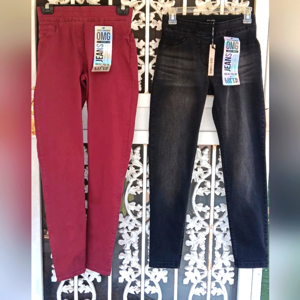 Coco+Carmen OMG! Burgundy Skinny and Black Skinny Ankle Jeans~Womens Size Small